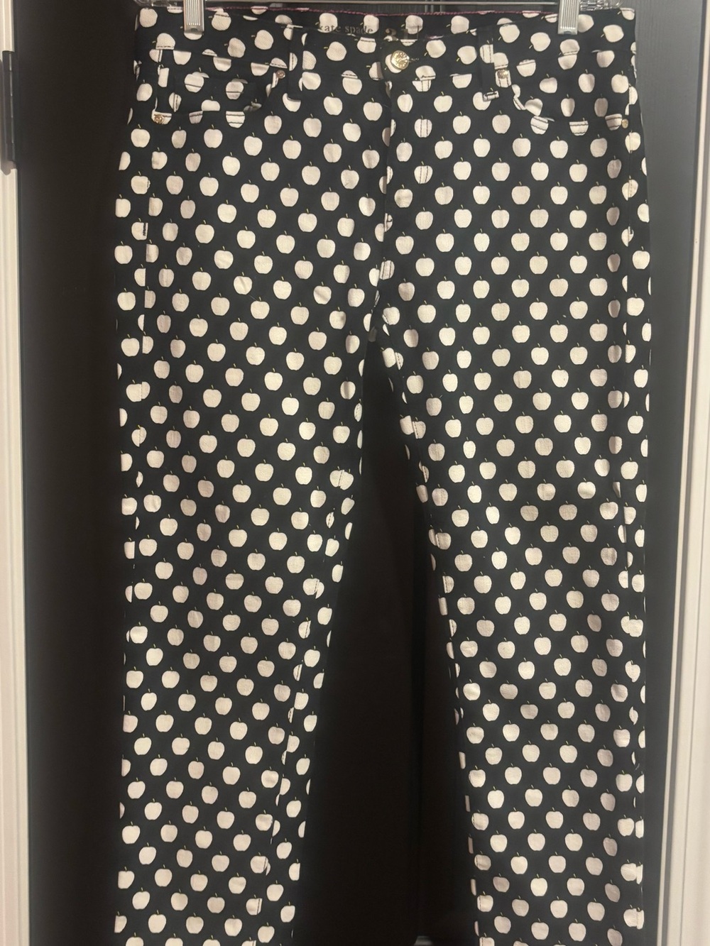 kate spade Black and White Apple-Print Cropped Pants